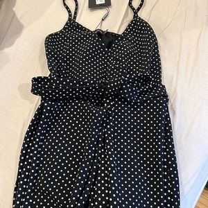 Polka dot plunge jumpsuit